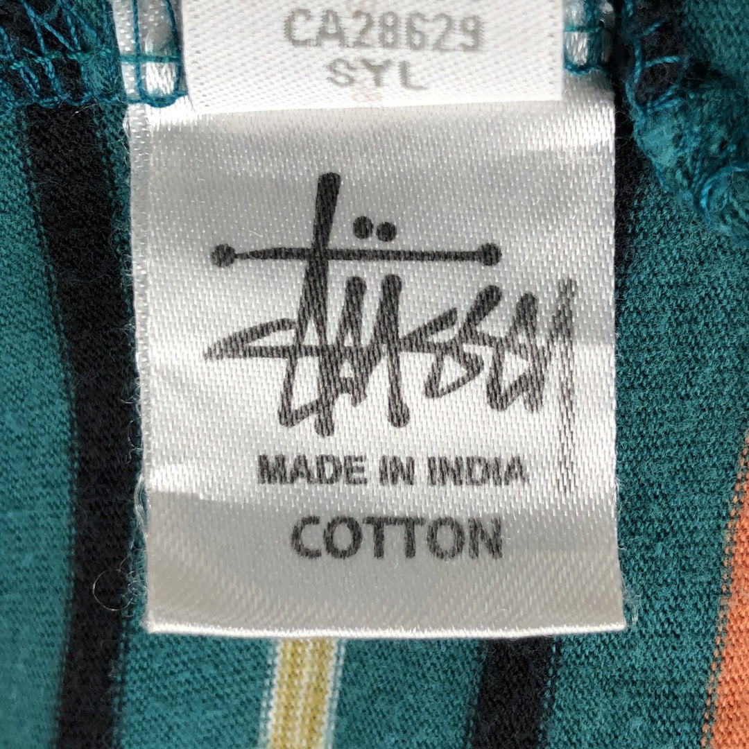 Stussy Multi-Striped Surf Skate T-Shirt, Men's Size L (approx.) cotton green type Vintage Second Hand