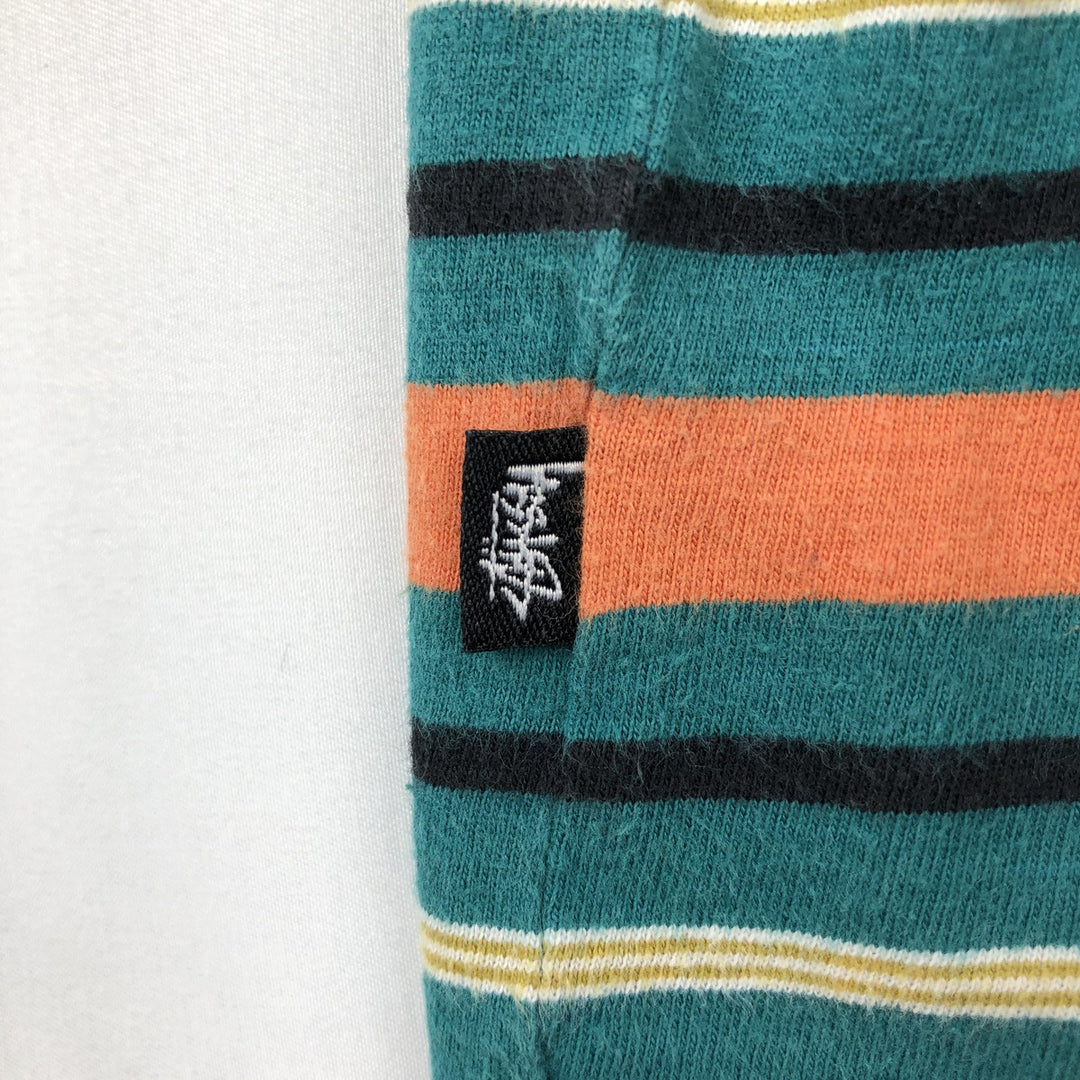 Stussy Multi-Striped Surf Skate T-Shirt, Men's Size L (approx.) cotton green type Vintage Second Hand