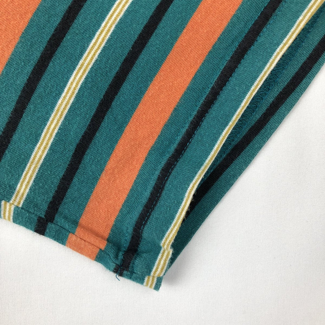 Stussy Multi-Striped Surf Skate T-Shirt, Men's Size L (approx.) cotton green type Vintage Second Hand