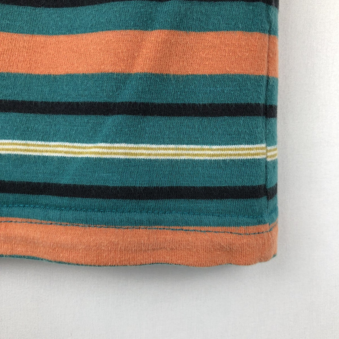Stussy Multi-Striped Surf Skate T-Shirt, Men's Size L (approx.) cotton green type Vintage Second Hand
