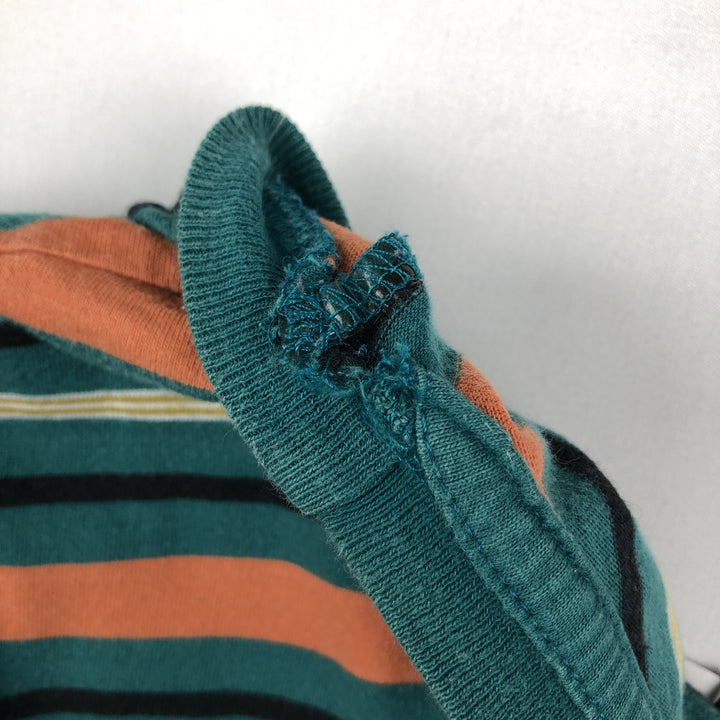 Stussy Multi-Striped Surf Skate T-Shirt, Men's Size L (approx.) cotton green type Vintage Second Hand