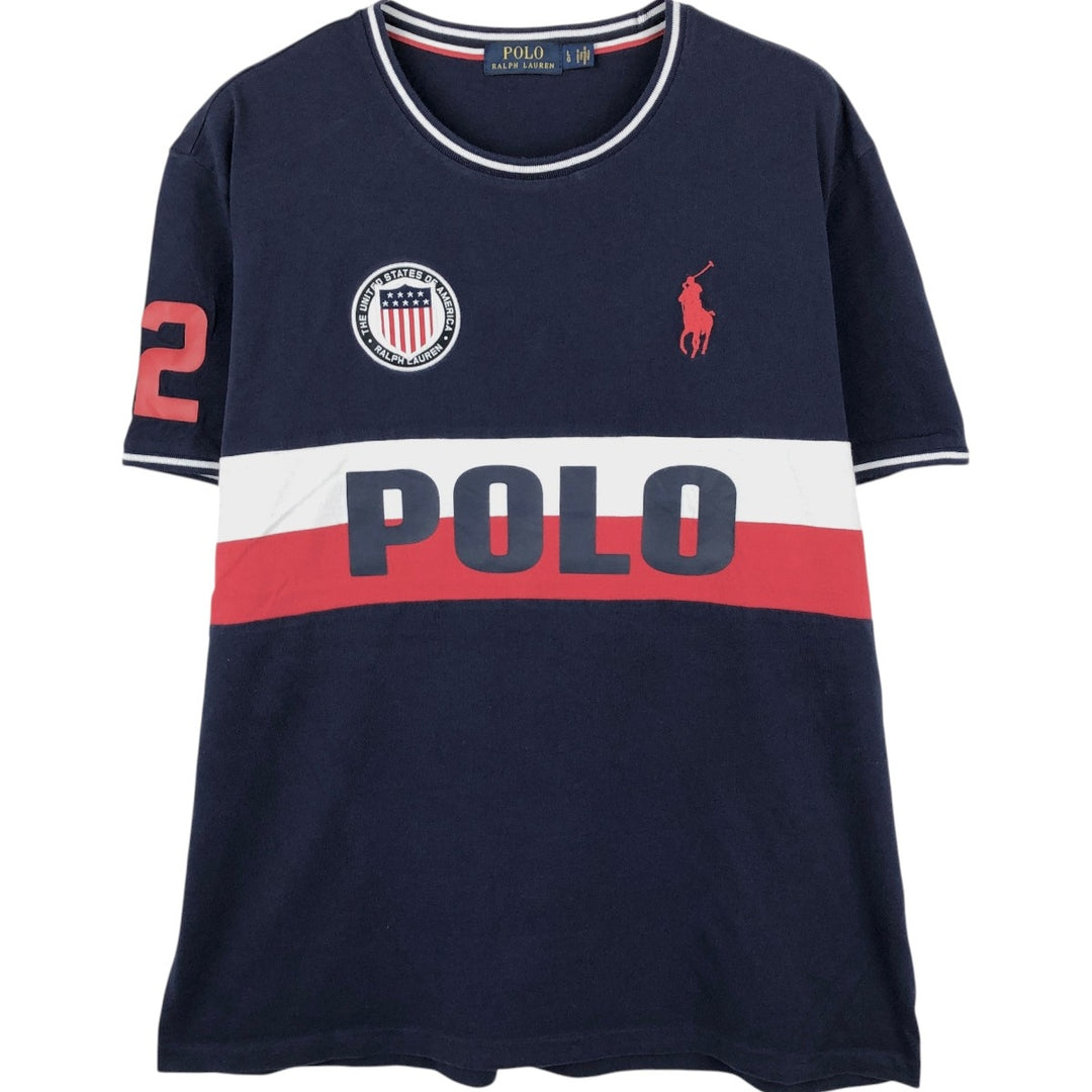 Ralph Lauren POLO RALPH LAUREN Short-Sleeve Logo T-Shirt, Men's Size L (Equivalent), Vintage cotton navy blue type Vintage Second Hand