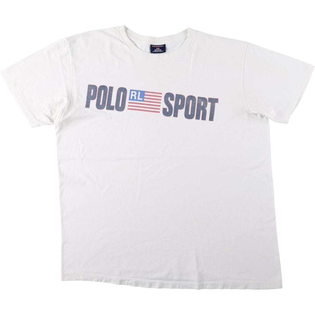 90'S Ralph Lauren POLO SPORT Short-Sleeve Logo T-Shirt, Made in USA, Men's Size XL (Equivalent), Vintage cotton white type Vintage Second Hand