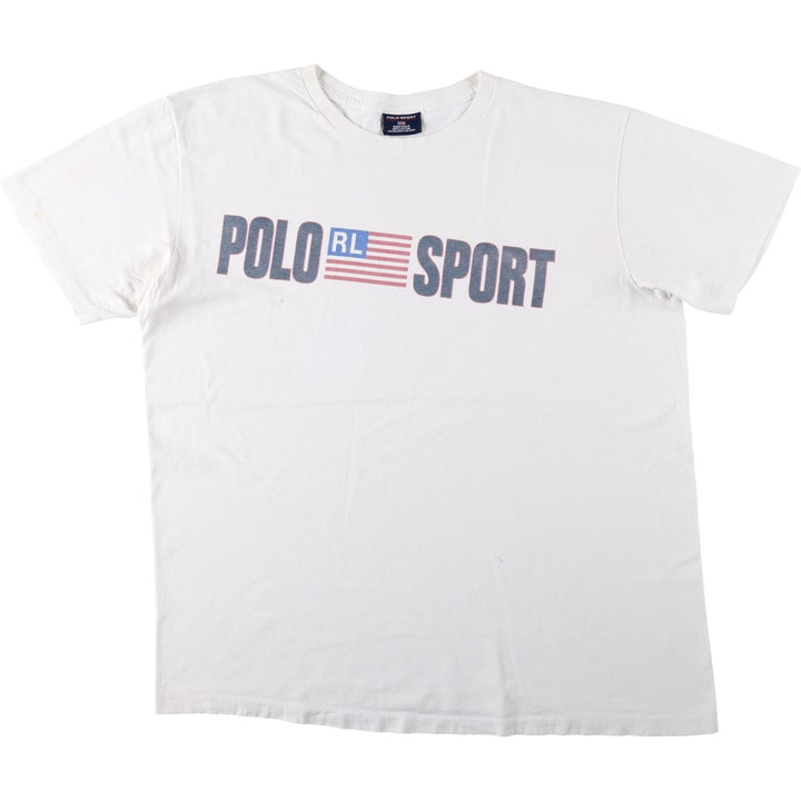 90'S Ralph Lauren POLO SPORT Short-Sleeve Logo T-Shirt, Made in USA, Men's Size XL (Equivalent), Vintage cotton white type Vintage Second Hand