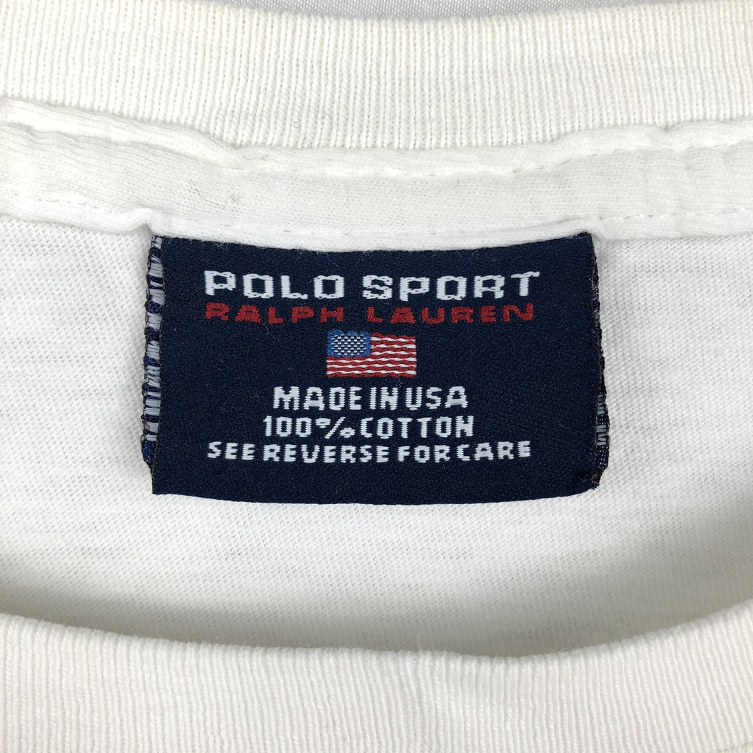 90'S Ralph Lauren POLO SPORT Short-Sleeve Logo T-Shirt, Made in USA, Men's Size XL (Equivalent), Vintage cotton white type Vintage Second Hand