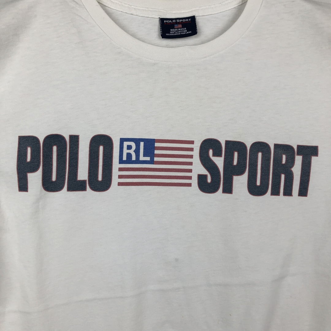 90'S Ralph Lauren POLO SPORT Short-Sleeve Logo T-Shirt, Made in USA, Men's Size XL (Equivalent), Vintage cotton white type Vintage Second Hand