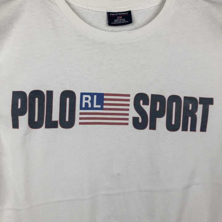 90'S Ralph Lauren POLO SPORT Short-Sleeve Logo T-Shirt, Made in USA, Men's Size XL (Equivalent), Vintage cotton white type Vintage Second Hand