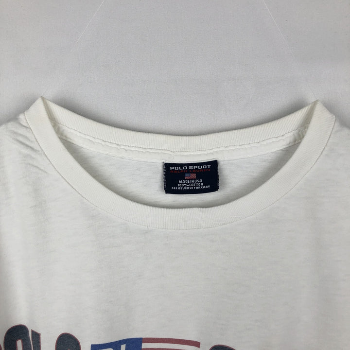 90'S Ralph Lauren POLO SPORT Short-Sleeve Logo T-Shirt, Made in USA, Men's Size XL (Equivalent), Vintage cotton white type Vintage Second Hand