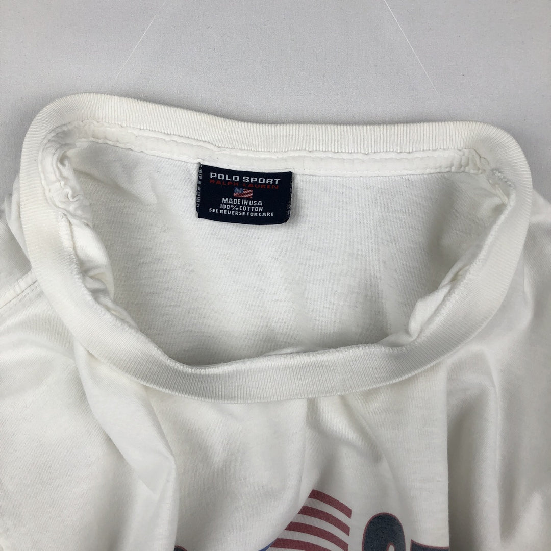 90'S Ralph Lauren POLO SPORT Short-Sleeve Logo T-Shirt, Made in USA, Men's Size XL (Equivalent), Vintage cotton white type Vintage Second Hand