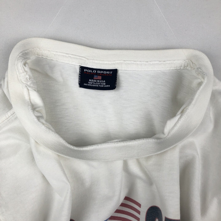 90'S Ralph Lauren POLO SPORT Short-Sleeve Logo T-Shirt, Made in USA, Men's Size XL (Equivalent), Vintage cotton white type Vintage Second Hand