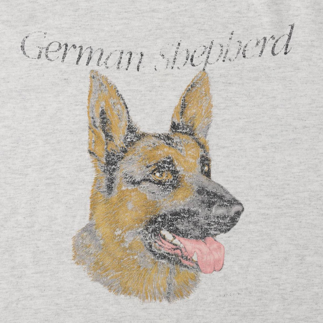 90'S Anvil German Shepherd Dog Print Animal T-Shirt, Made in USA, Men's XXL equivalent, Vintage cotton gray type Vintage Second Hand