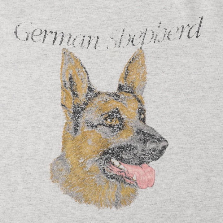90'S Anvil German Shepherd Dog Print Animal T-Shirt, Made in USA, Men's XXL equivalent, Vintage cotton gray type Vintage Second Hand