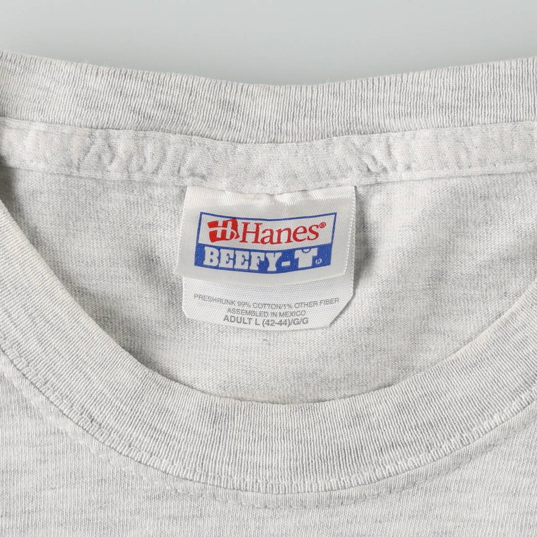 90s-00'S Hanes BEEFY-T Dog Print Animal T-Shirt, Men's Size L (approx.) cotton gray type Vintage Second Hand