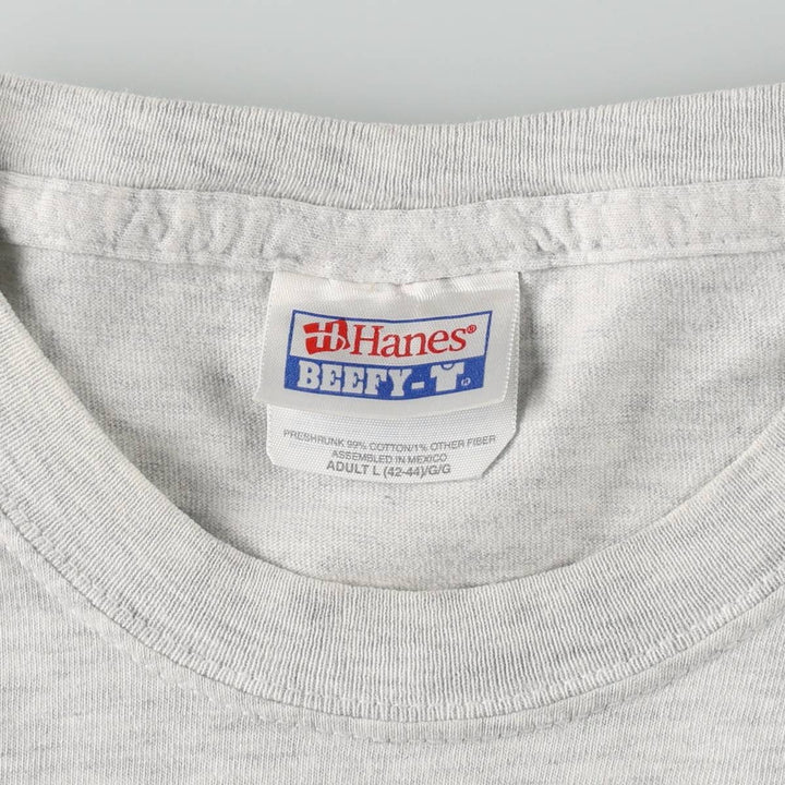 90s-00'S Hanes BEEFY-T Dog Print Animal T-Shirt, Men's Size L (approx.) cotton gray type Vintage Second Hand