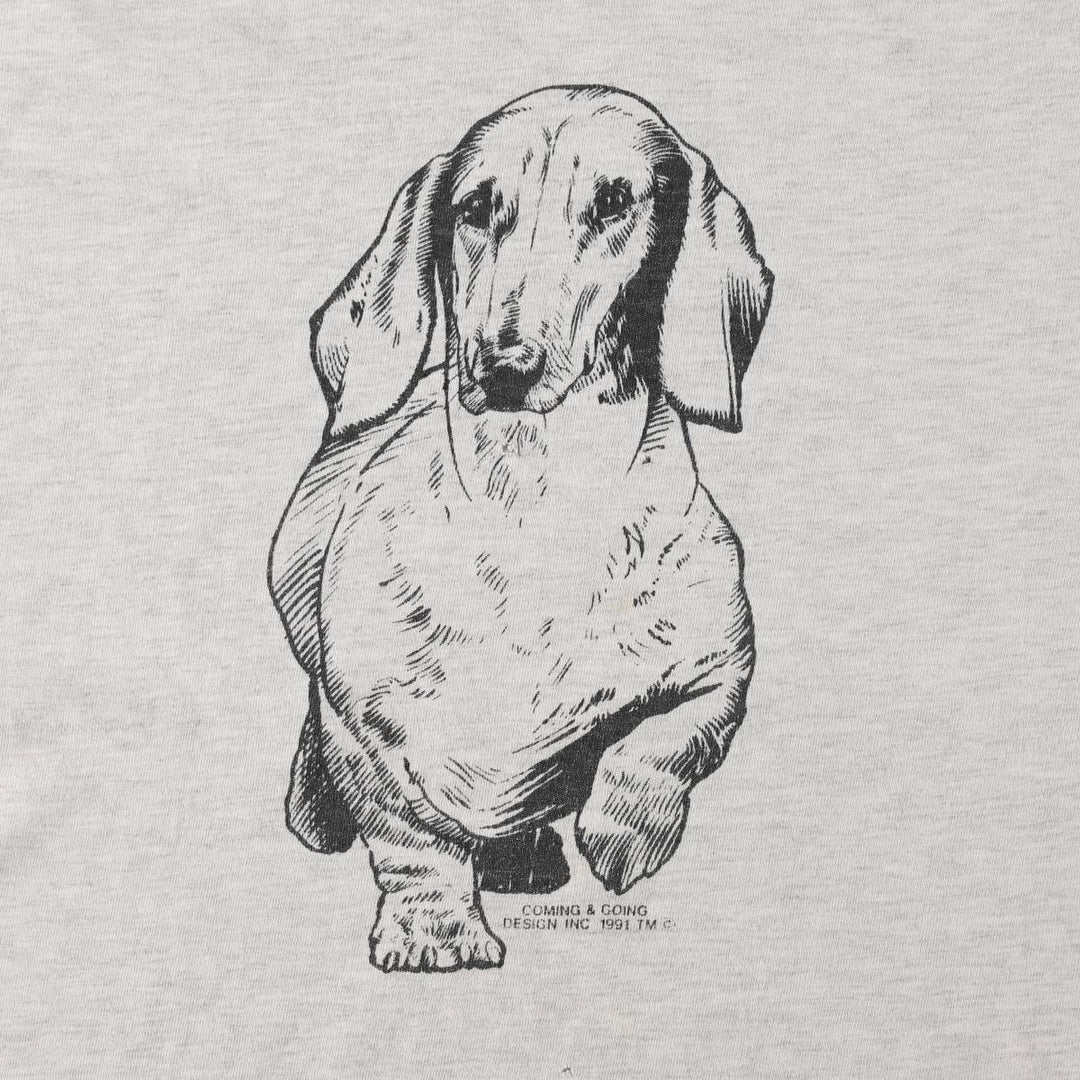 90s-00'S Hanes BEEFY-T Dog Print Animal T-Shirt, Men's Size L (approx.) cotton gray type Vintage Second Hand