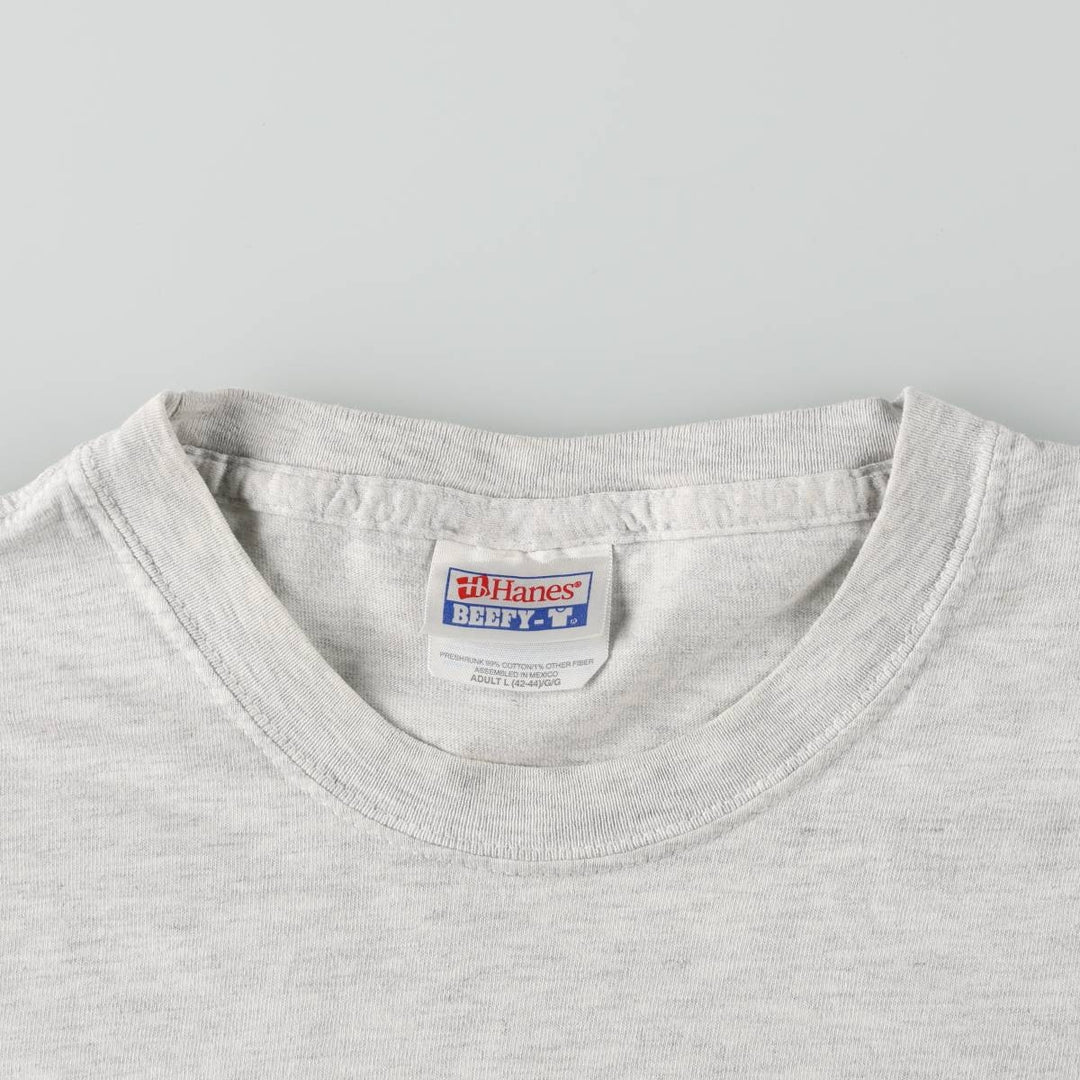 90s-00'S Hanes BEEFY-T Dog Print Animal T-Shirt, Men's Size L (approx.) cotton gray type Vintage Second Hand