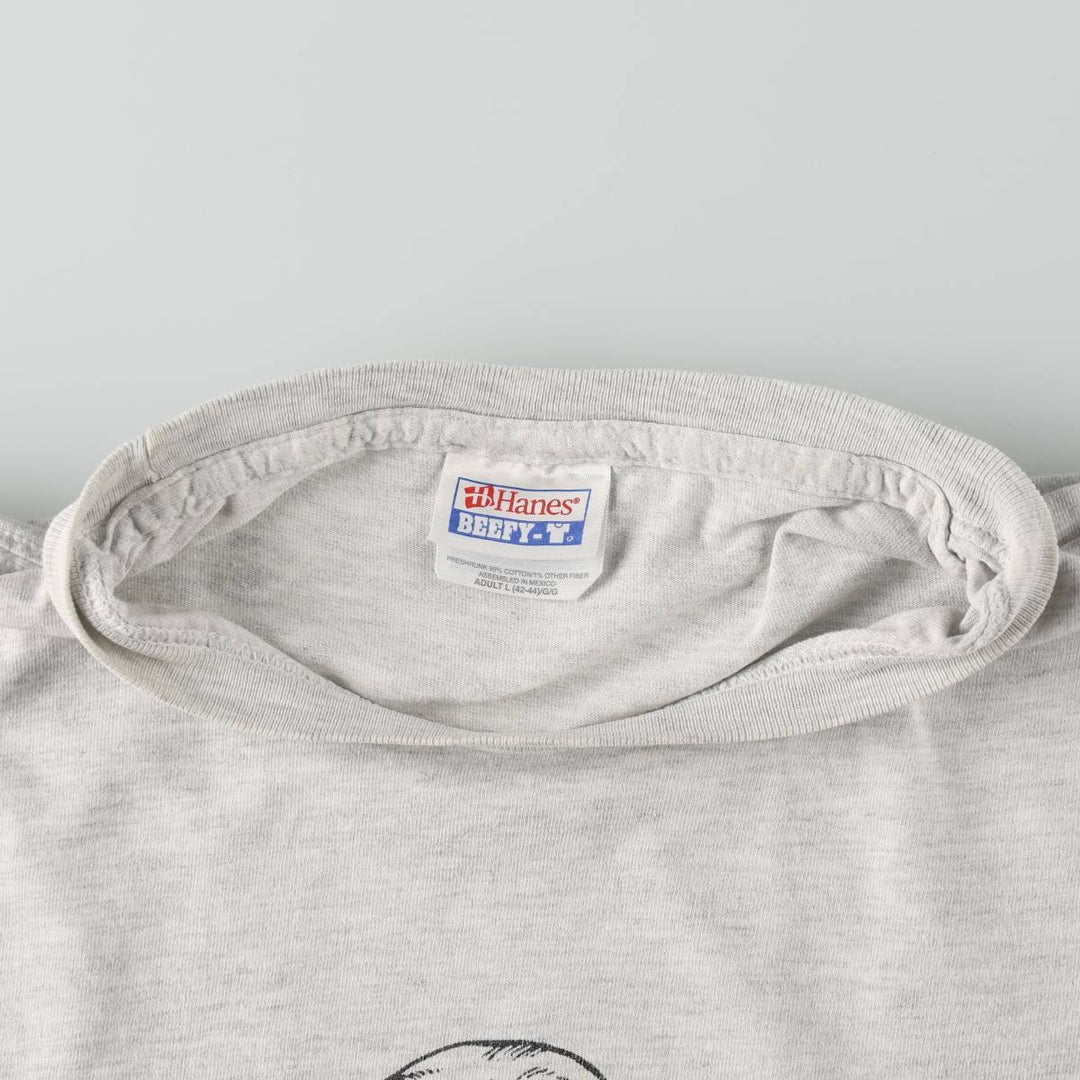 90s-00'S Hanes BEEFY-T Dog Print Animal T-Shirt, Men's Size L (approx.) cotton gray type Vintage Second Hand
