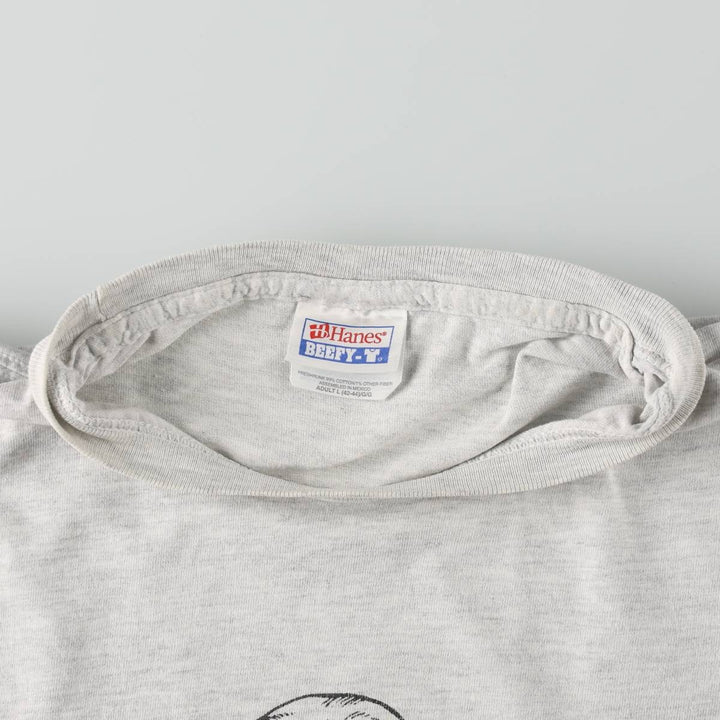 90s-00'S Hanes BEEFY-T Dog Print Animal T-Shirt, Men's Size L (approx.) cotton gray type Vintage Second Hand