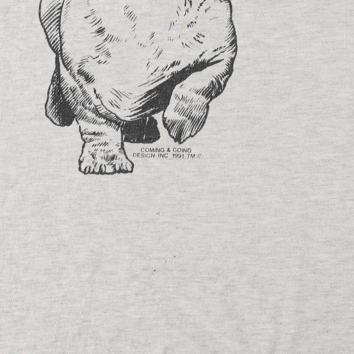 90s-00'S Hanes BEEFY-T Dog Print Animal T-Shirt, Men's Size L (approx.) cotton gray type Vintage Second Hand