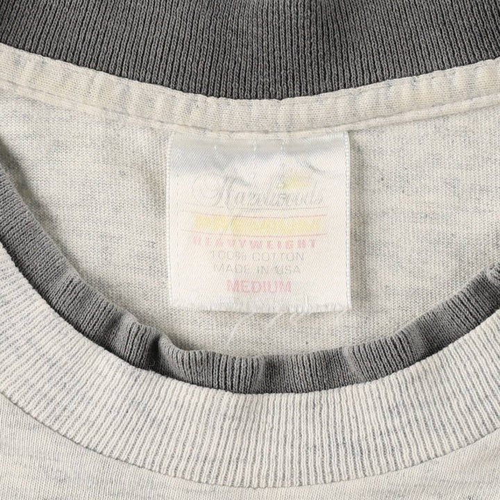Eagle Pattern Animal T-Shirt, Made in USA, Men's Size M (Equivalent), Vintage cotton gray type Vintage Second Hand