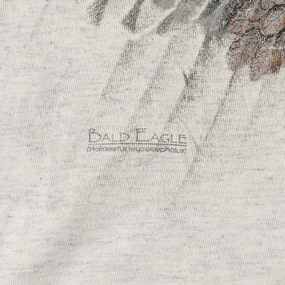 Eagle Pattern Animal T-Shirt, Made in USA, Men's Size M (Equivalent), Vintage cotton gray type Vintage Second Hand