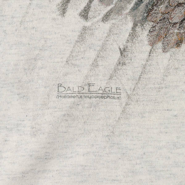 Eagle Pattern Animal T-Shirt, Made in USA, Men's Size M (Equivalent), Vintage cotton gray type Vintage Second Hand