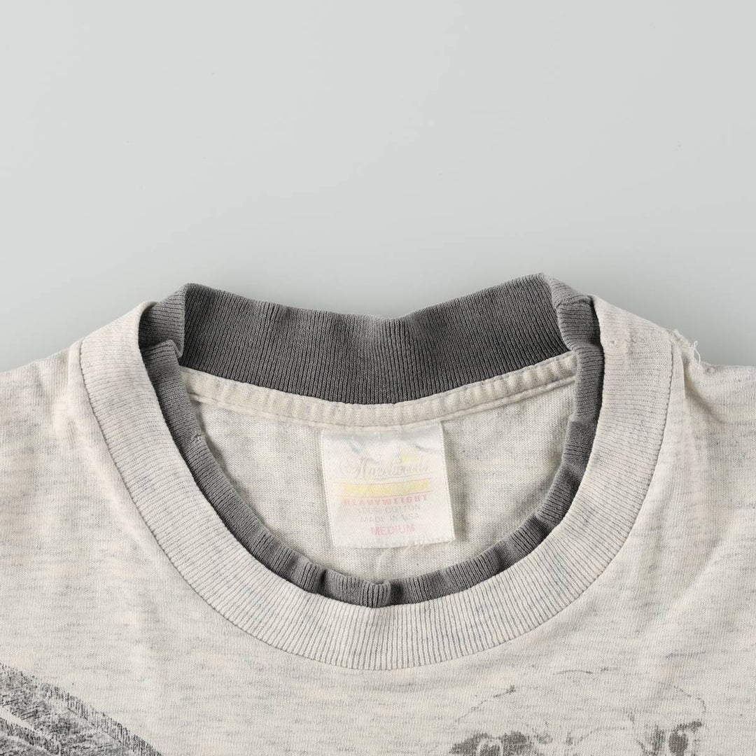 Eagle Pattern Animal T-Shirt, Made in USA, Men's Size M (Equivalent), Vintage cotton gray type Vintage Second Hand