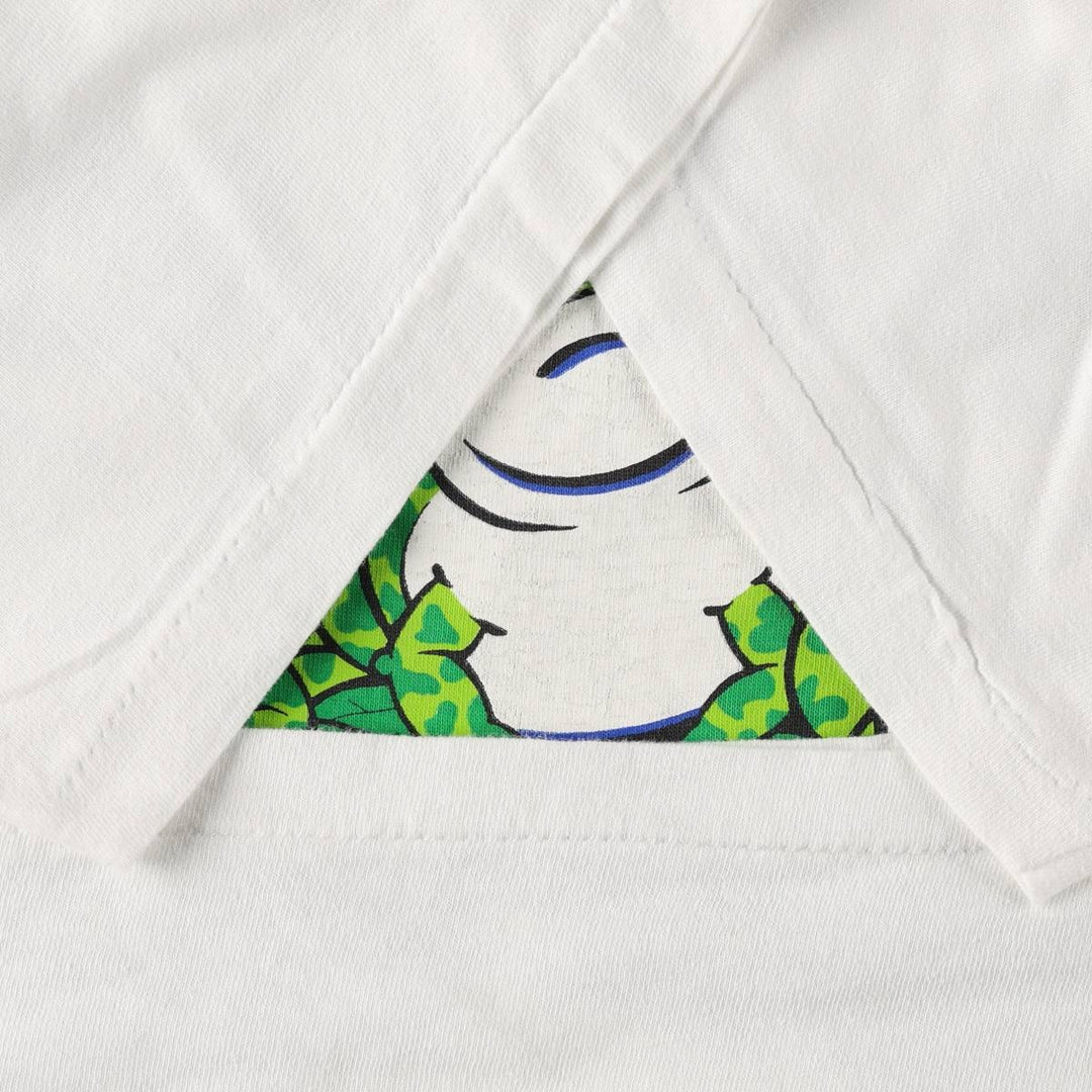 Frog Pattern Animal T-Shirt, Men's Size M (Equivalent), Vintage unclear white type Vintage Second Hand