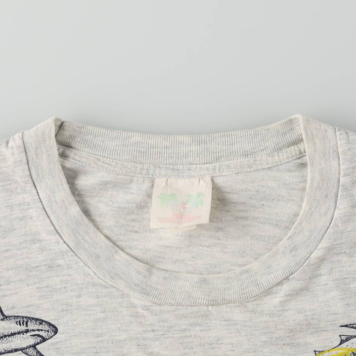 Large print fish pattern animal t-shirt, men's size XL equivalent, vintage. unclear gray type Vintage Second Hand