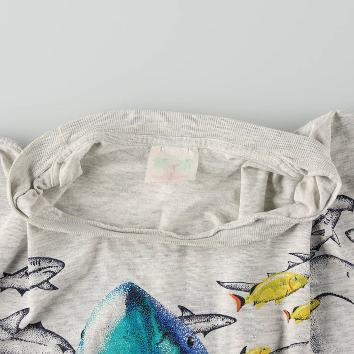 Large print fish pattern animal t-shirt, men's size XL equivalent, vintage. unclear gray type Vintage Second Hand