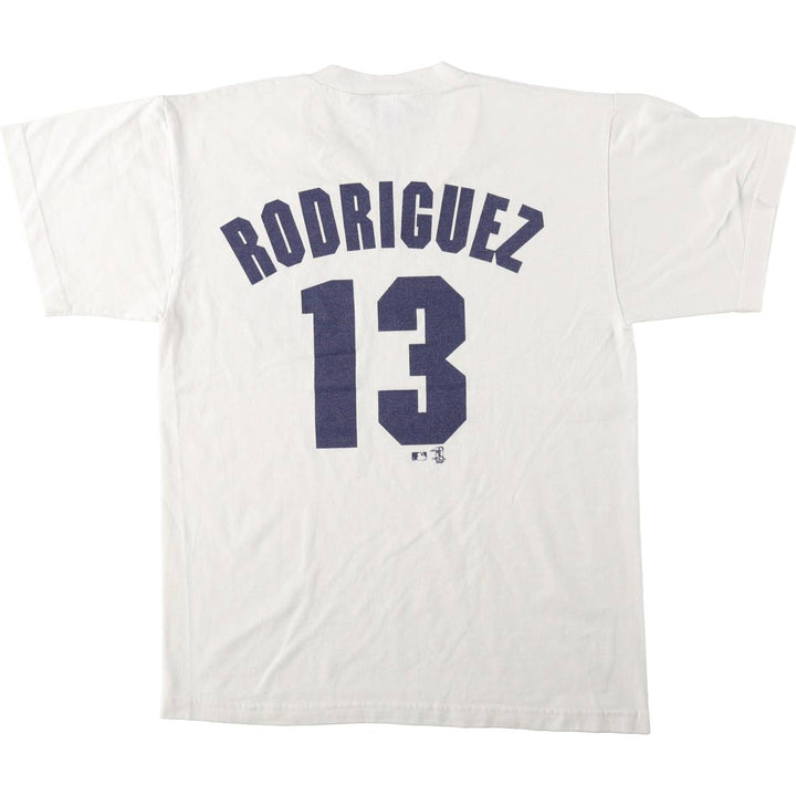 2000'S Russell Crowe MLB New York Yankees V-neck sports print T-shirt, Made in USA, Men's size M equivalent cotton white type Vintage Second Hand