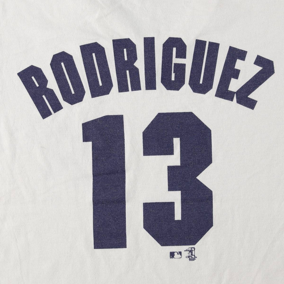 2000'S Russell Crowe MLB New York Yankees V-neck sports print T-shirt, Made in USA, Men's size M equivalent cotton white type Vintage Second Hand