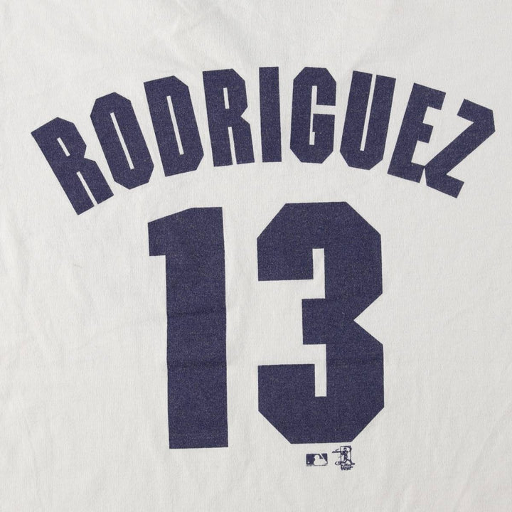 2000'S Russell Crowe MLB New York Yankees V-neck sports print T-shirt, Made in USA, Men's size M equivalent cotton white type Vintage Second Hand