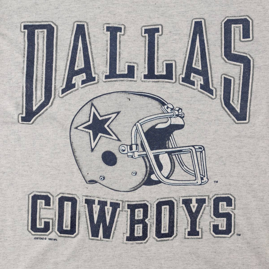 90'S JOSTENS NFL DALLAS COWBOYS (Dallas Cowboys) Sports Print T-Shirt, Made in USA, Men's Size M (approx.), Vintage cotton gray type Vintage Second Hand