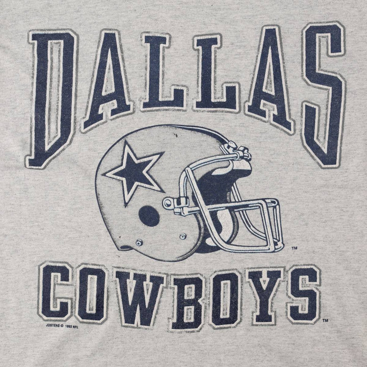 90'S JOSTENS NFL DALLAS COWBOYS (Dallas Cowboys) Sports Print T-Shirt, Made in USA, Men's Size M (approx.), Vintage cotton gray type Vintage Second Hand