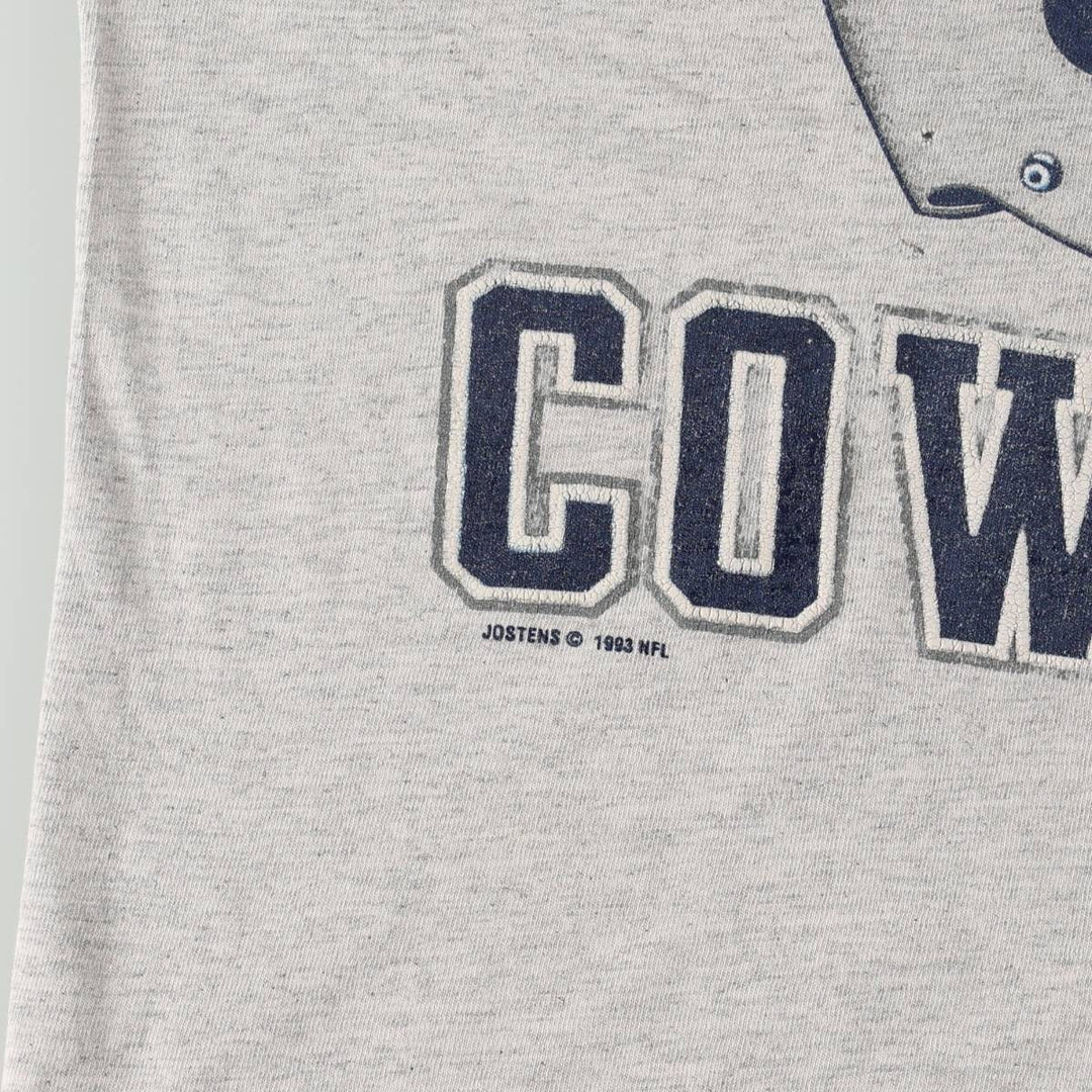 90'S JOSTENS NFL DALLAS COWBOYS (Dallas Cowboys) Sports Print T-Shirt, Made in USA, Men's Size M (approx.), Vintage cotton gray type Vintage Second Hand