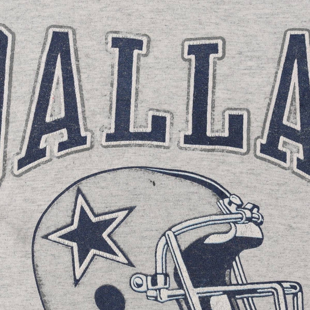 90'S JOSTENS NFL DALLAS COWBOYS (Dallas Cowboys) Sports Print T-Shirt, Made in USA, Men's Size M (approx.), Vintage cotton gray type Vintage Second Hand