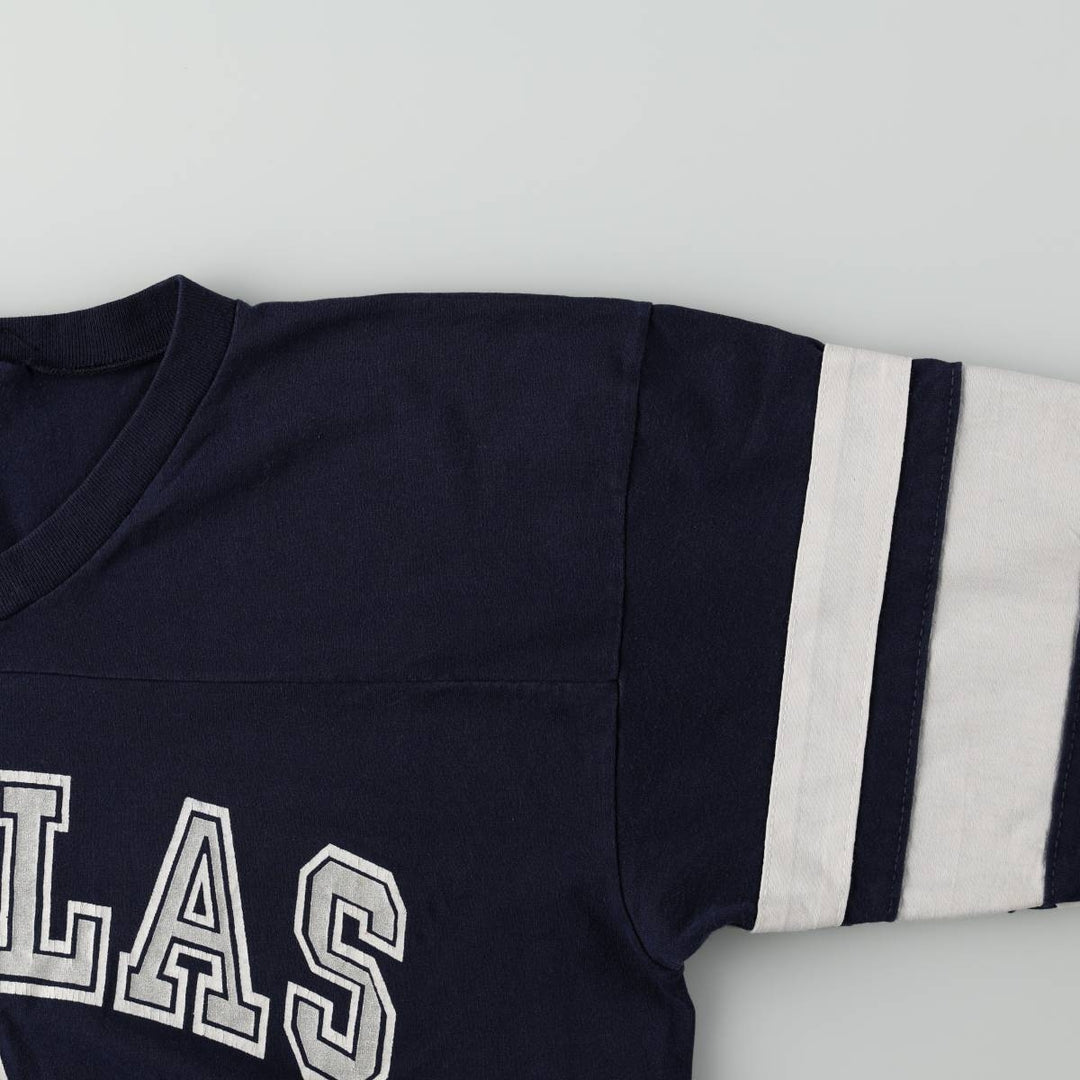 LOGO 7 NFL DALLAS COWBOYS Dallas Cowboys V-neck sports print T-shirt, Men's XL equivalent. unclear navy blue type Vintage Second Hand