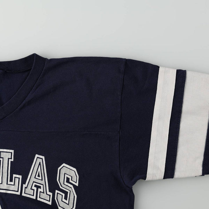 LOGO 7 NFL DALLAS COWBOYS Dallas Cowboys V-neck sports print T-shirt, Men's XL equivalent. unclear navy blue type Vintage Second Hand