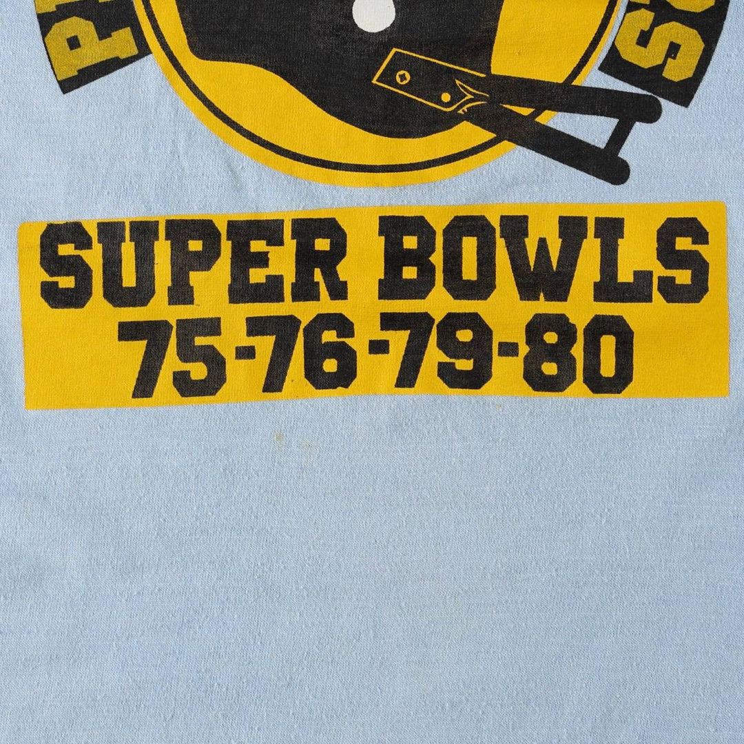MASON NFL PITTSBURGH STEELERS Sports Print T-Shirt, Made in USA, Men's XL (approx.), Vintage unclear Blue type light blue Vintage Second Hand