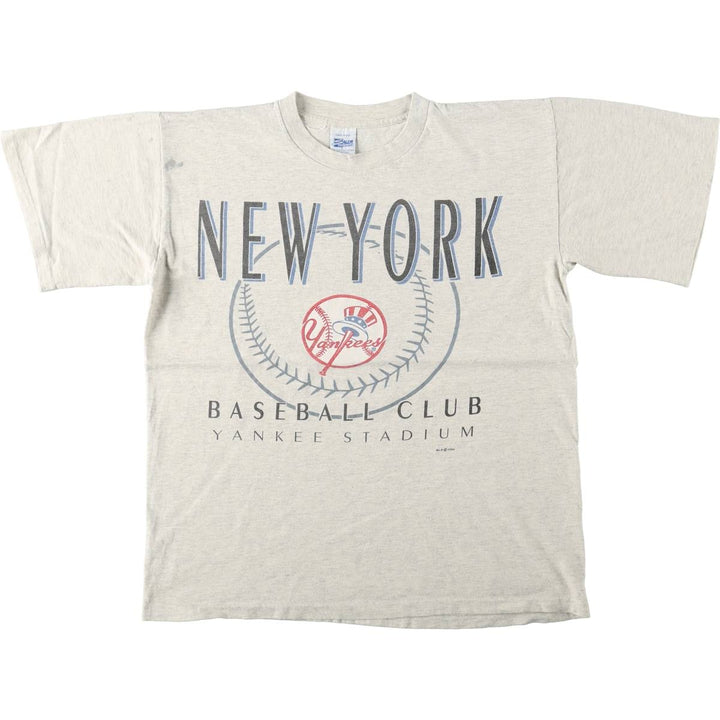 90'S SALEM MLB NEW YORK YANKEES Sports Print T-Shirt, Made in USA, Men's Size L (Equivalent), Vintage cotton white type Vintage Second Hand