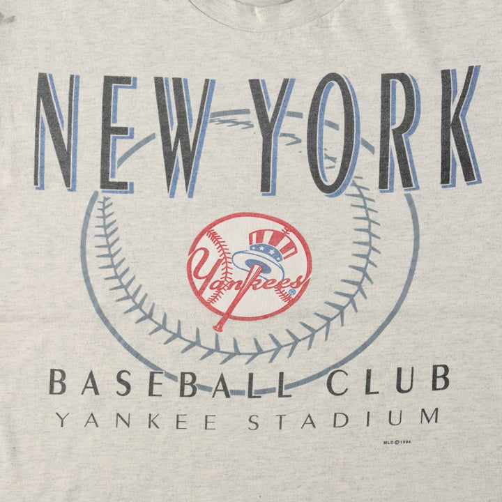 90'S SALEM MLB NEW YORK YANKEES Sports Print T-Shirt, Made in USA, Men's Size L (Equivalent), Vintage cotton white type Vintage Second Hand