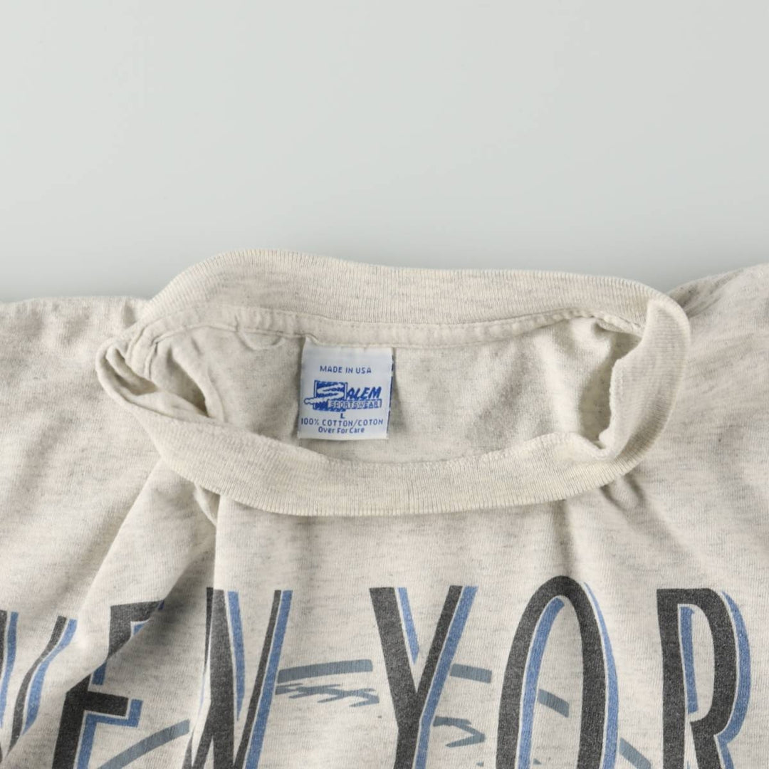 90'S SALEM MLB NEW YORK YANKEES Sports Print T-Shirt, Made in USA, Men's Size L (Equivalent), Vintage cotton white type Vintage Second Hand