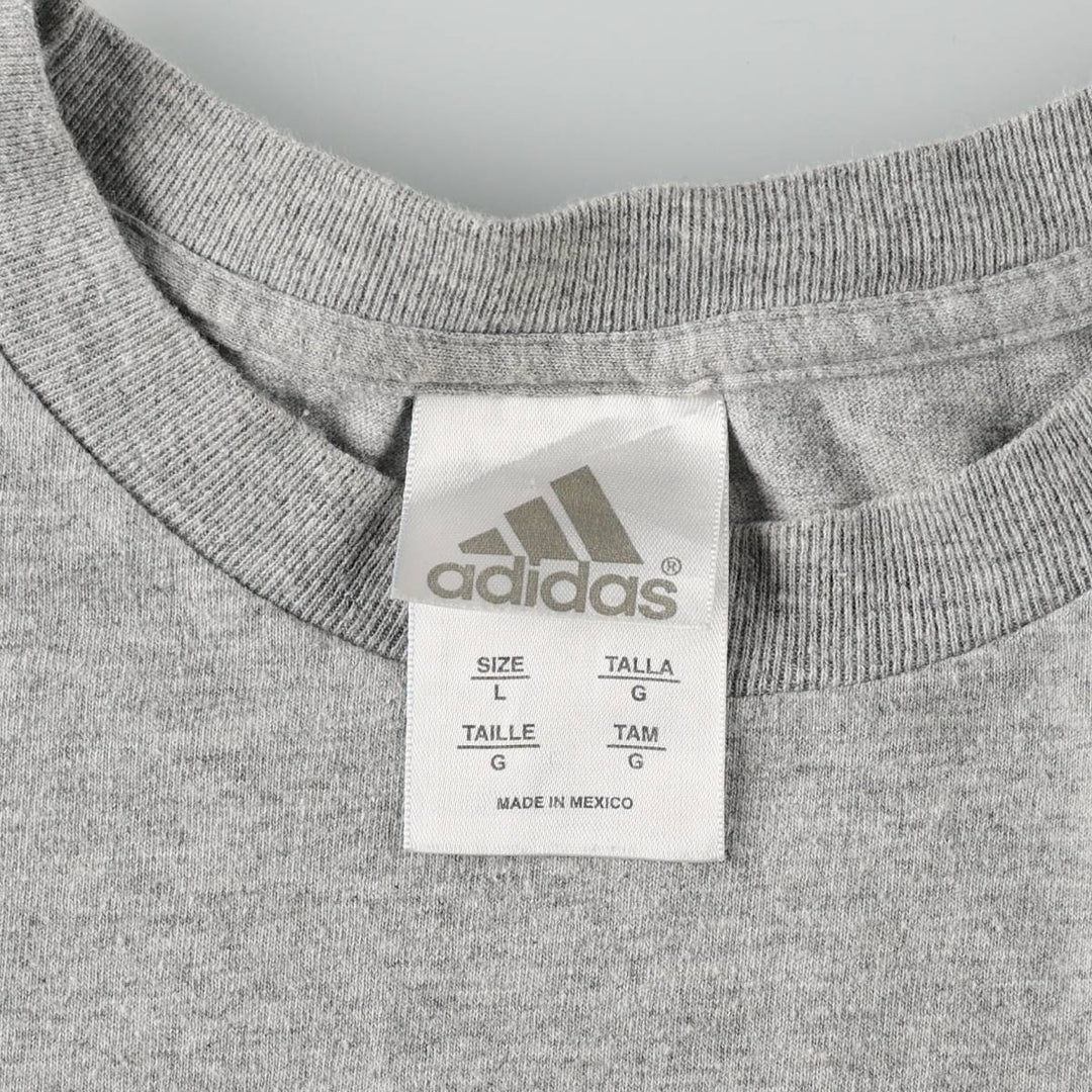 2000'S Adidas sports print T-shirt, men's size L (approx.) cotton gray type Vintage Second Hand