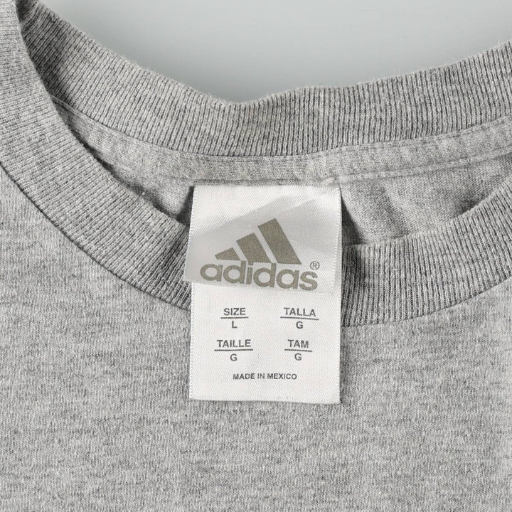 2000'S Adidas sports print T-shirt, men's size L (approx.) cotton gray type Vintage Second Hand
