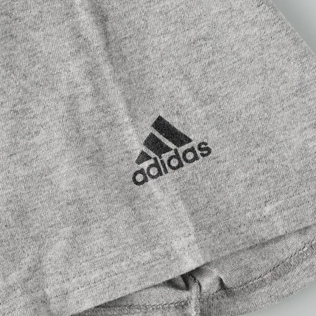 2000'S Adidas sports print T-shirt, men's size L (approx.) cotton gray type Vintage Second Hand