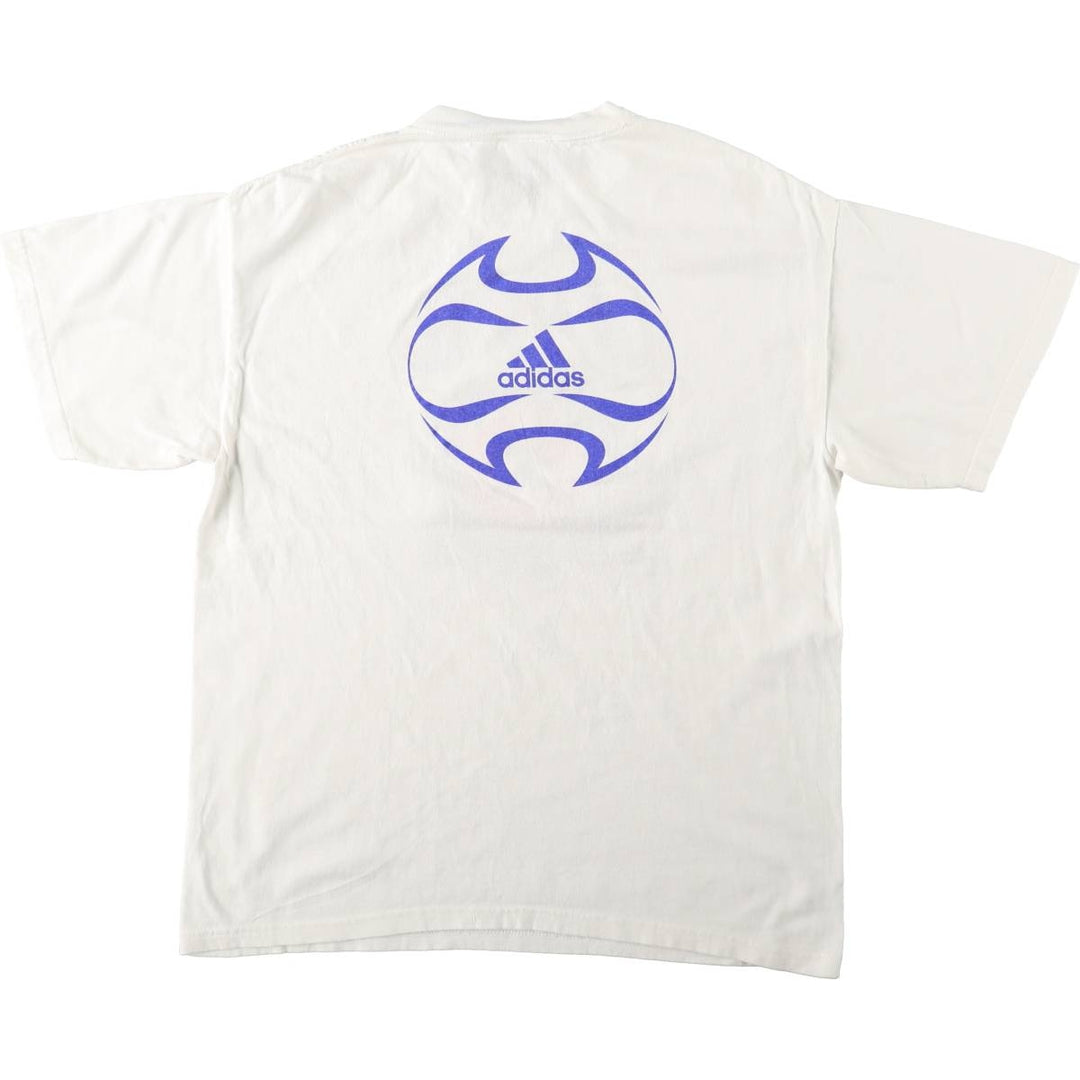 Adidas sports t-shirt, men's size M (approx.) cotton white type Vintage Second Hand