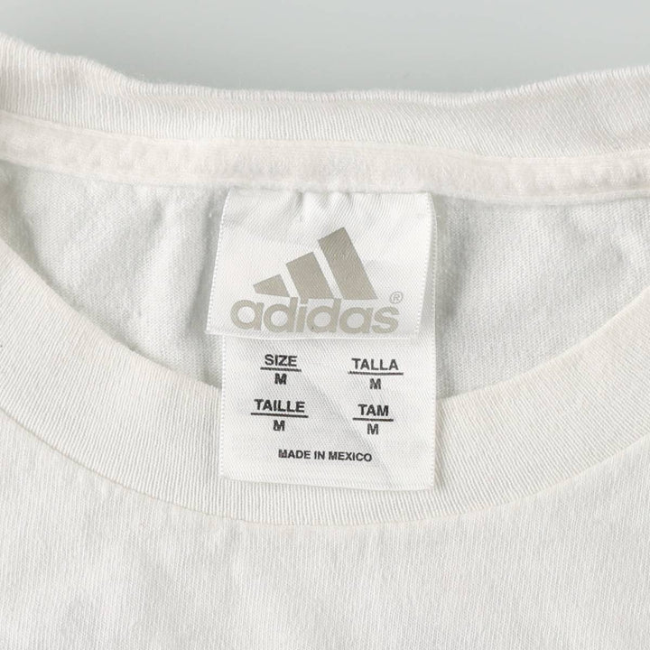 Adidas sports t-shirt, men's size M (approx.) cotton white type Vintage Second Hand