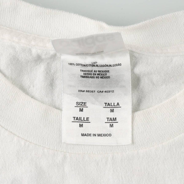 Adidas sports t-shirt, men's size M (approx.) cotton white type Vintage Second Hand