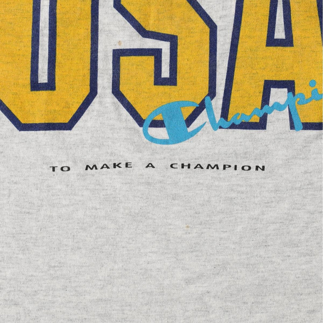 80'S Champion Print T-Shirt, Made in USA, Men's Size L (Equivalent), Vintage cotton pale white type Vintage Second Hand